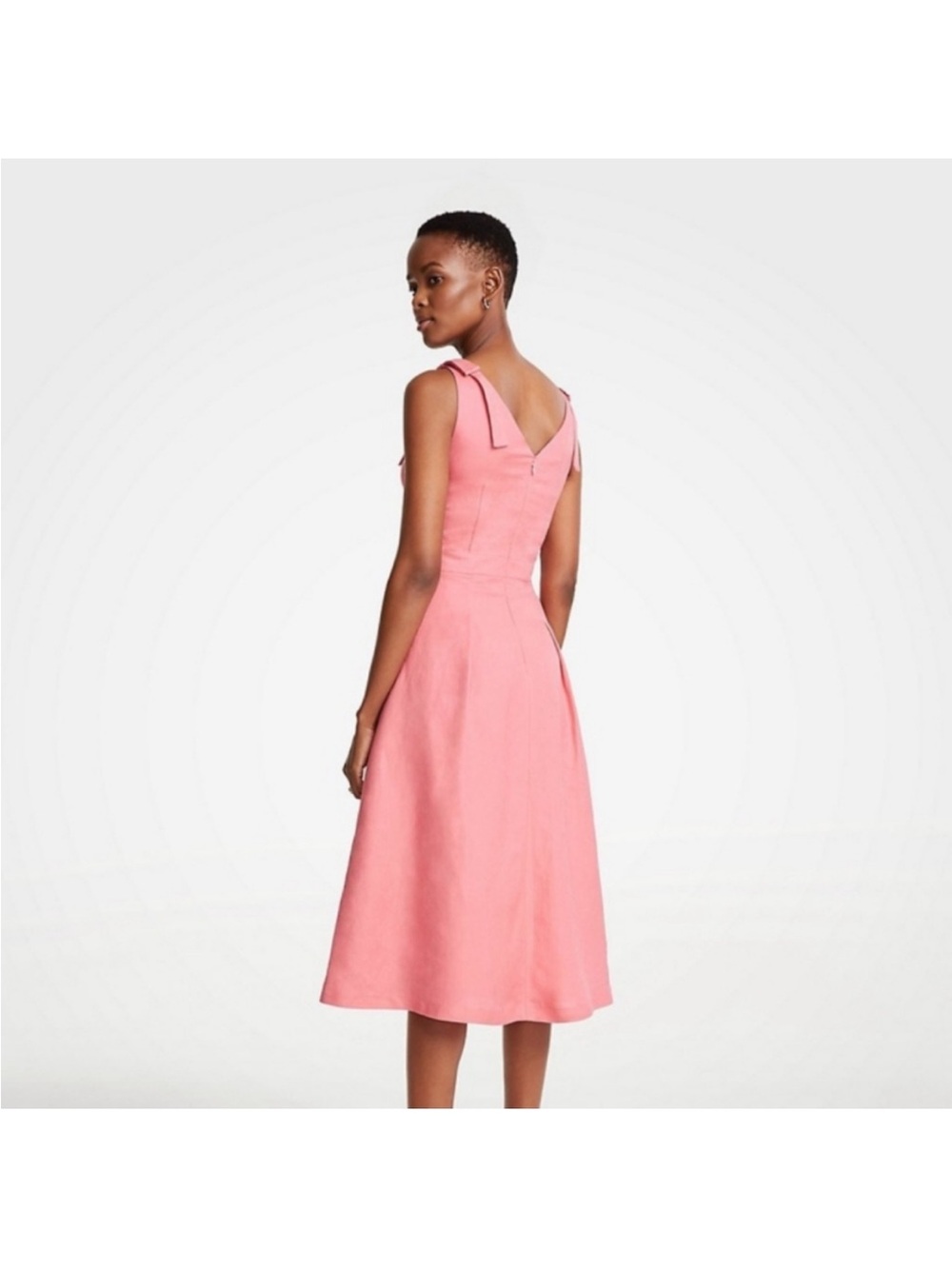 Ann Taylor Coral-Pink A-Line Dress with Tie Straps - Picture 2 of 5